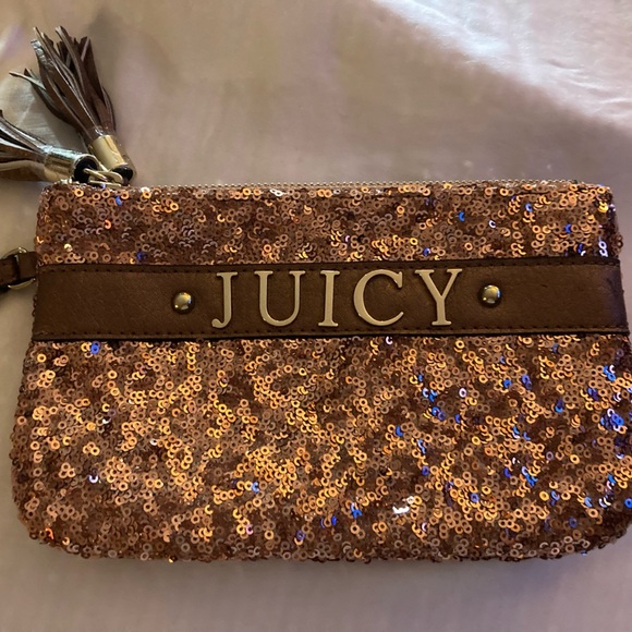 Juicy Couture Handbags - Juicy Couture Bronze Sequin Wristlet Double Zipper